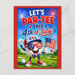 Golf  4th July Save the Date  Independence Day  Postcard