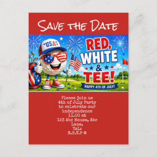 Golf  4th July Save the Date  Independence Day  Postcard