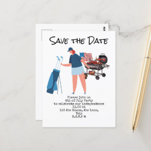 Golf 4th July Save the Date Independence Day Postcard