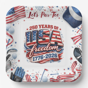 Golf 4th of July 250 Years Independence Paper Plate