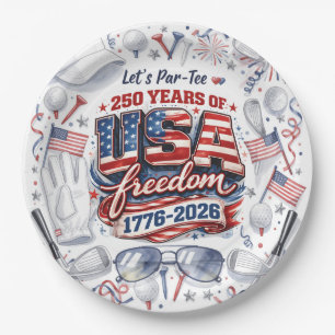Golf 4th of July 250 Years Independence  Paper Plate