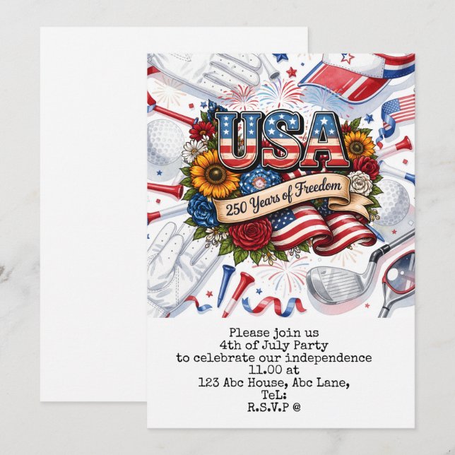 Golf 4th of July 250 Years Independence Postcard  (Front/Back)