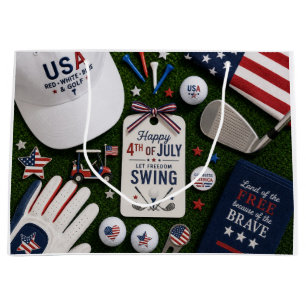 Golf 4th of July Independence Day American Themed Large Gift Bag