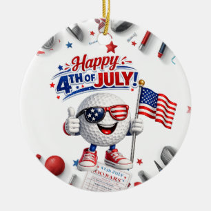 Golf 4th of July Independence Day Ceramic Tree Decoration