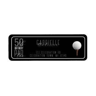 Golf 50th Birthday Black Elegant Par-Tee Address