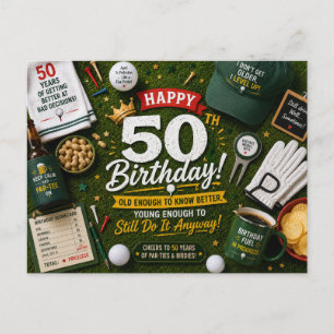 Golf 50th Birthday for golfer humourous golf sayin Postcard