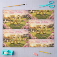Golf 50th Birthday for Woman Golfer in Pink themed