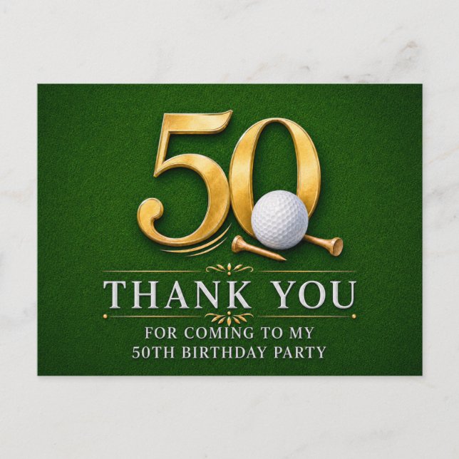 Golf 50th Birthday on green Postcard (Front)