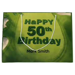 Golf 50th Birthday on putting green for golfer Large Gift Bag
