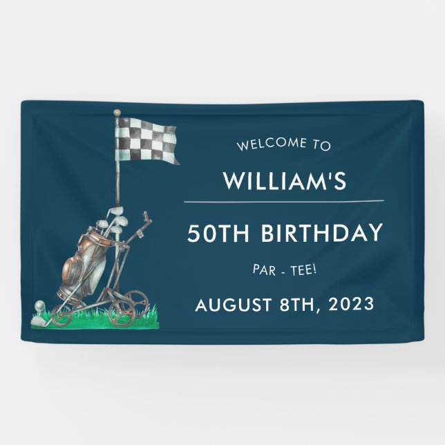 Golf 50th Birthday Party Banner (Horizontal)