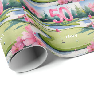 Golf 50th Birthday with Number for Golfer Wrapping Paper