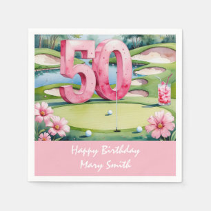 Golf 50th Birthday with Number for Woman golfer  Napkin