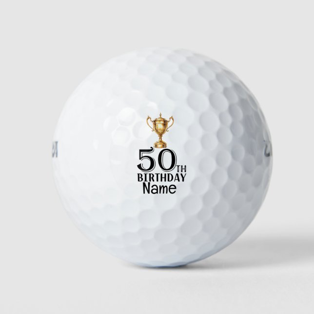 Golf 50th Birthday with winner cup Balls (Front)