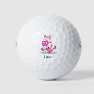 Golf 50th Birthday woman golfer pink theme Party Golf Balls