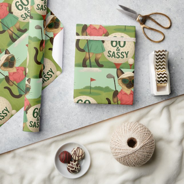 Golf 60th Birthday for Golfer Wrapping Paper (Crafts)