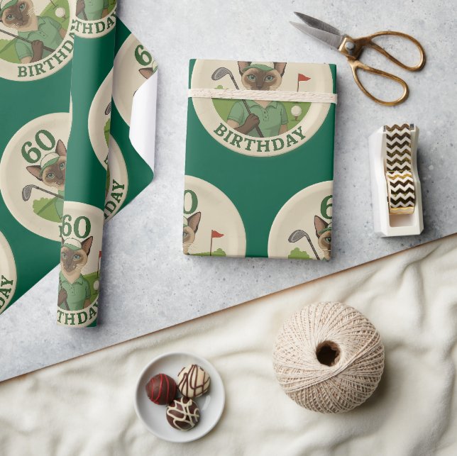 Golf 60th Birthday for Golfer Wrapping Paper (Crafts)