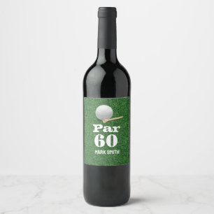 Golf 60th Birthday with Ball on Green for golfer Wine Label