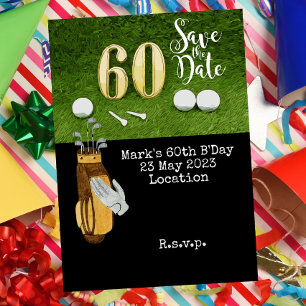 Golf 60th Birthday with golf ball on green Invitation