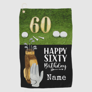 Golf 60th Birthday with golf ball on green Towel
