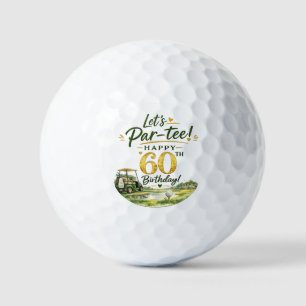 Golf 60th Birthday with golf cart on green  Balls