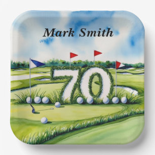 Golf 70th Birthday for golfer  Paper Plate