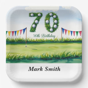 Golf 70th Birthday for golfer Paper Plate