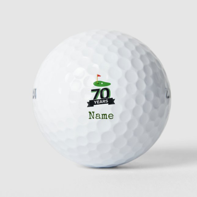 Golf 70th Birthday for golfer with golf flag Balls (Front)