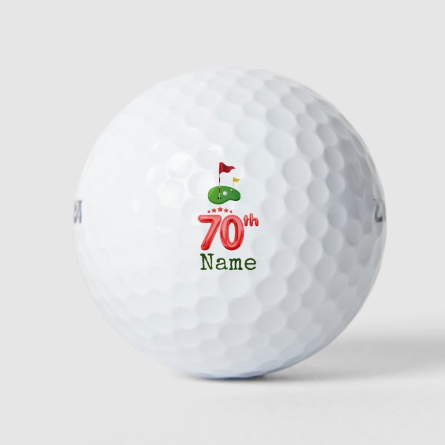 Golf 70th Birthday for golfer with golf flag Golf  Balls (Front)