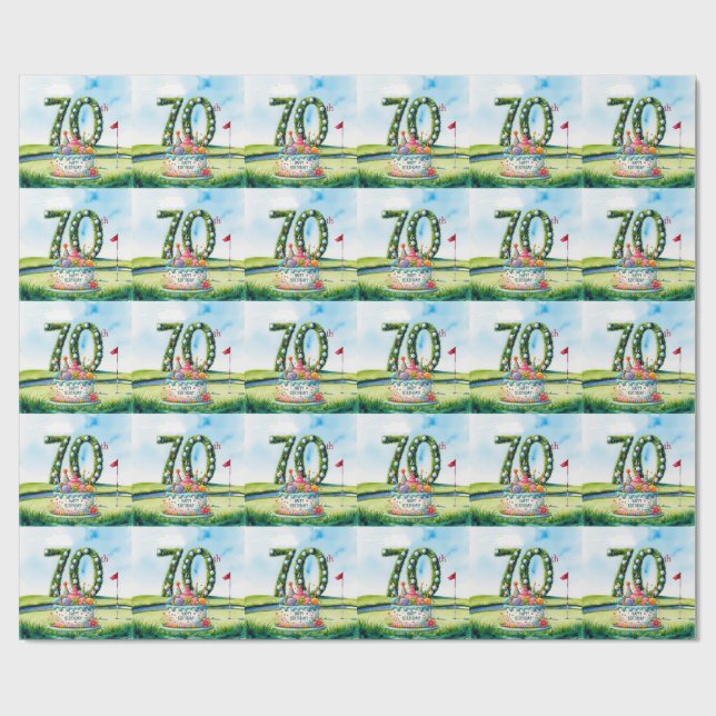 Golf 70th Birthday for golfer  Wrapping Paper (Flat)