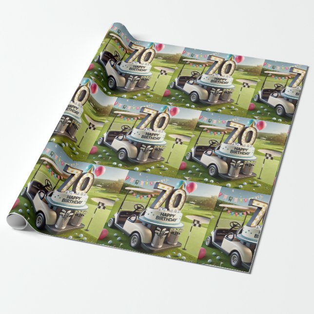 Golf 70th Birthday for Golfer  Wrapping Paper (Unrolled)