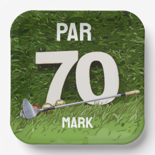 Golf 70th Birthday Par seventy  for golfer Paper Plate
