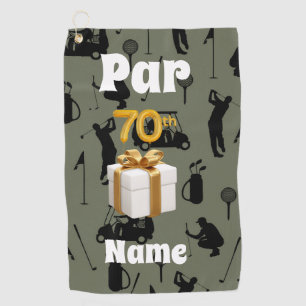 Golf 70th Birthday Par seventy  Golf cart and ball Towel