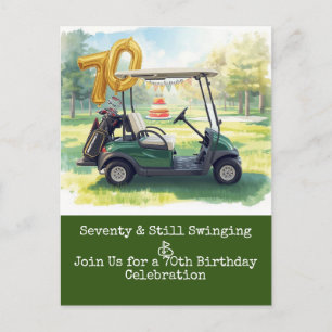 Golf 70th birthday Par Tee Golfer party Invitation Postcard