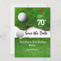 Golf 70th Birthday Party with golf ball tee cart 