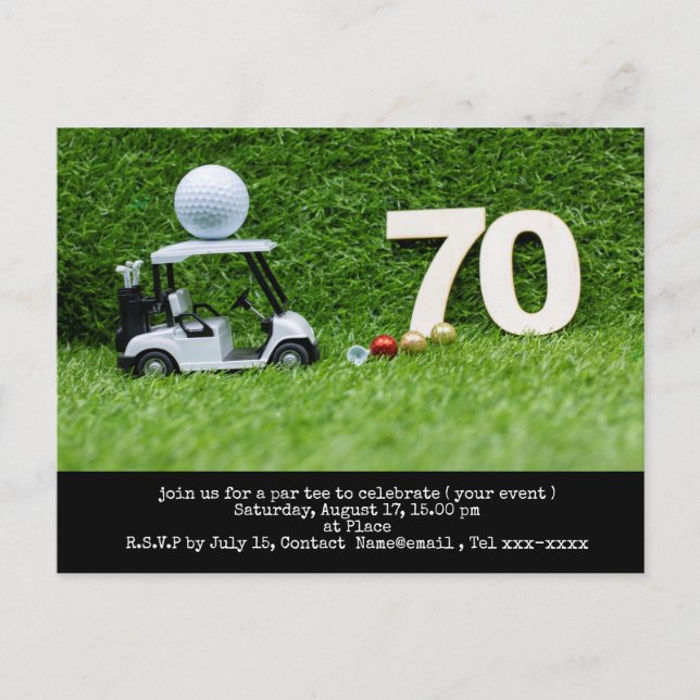 Golf 70th Birthday save the date for golfer party Postcard (Front)
