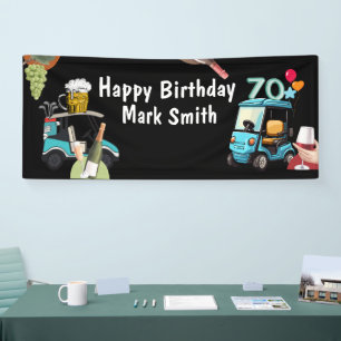 Golf 70th Birthday to Golfer with Golf Cart funny  Banner