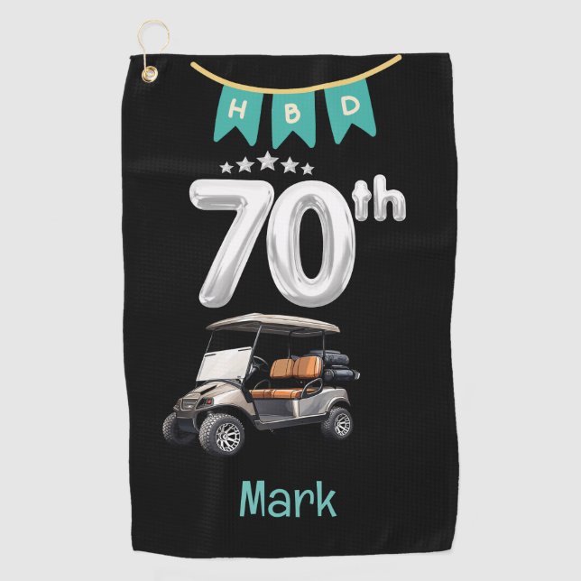 Golf 70th Birthday with golf cart Towel (Front)