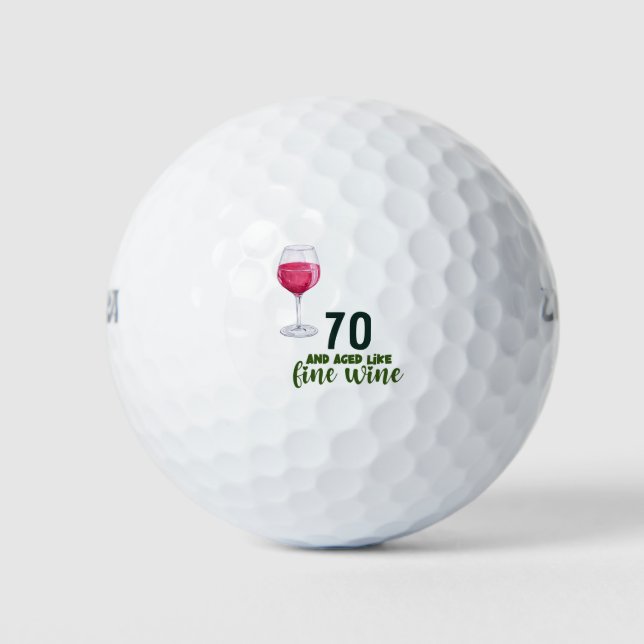 Golf 70th Birthday with wine for golfer Balls (Front)