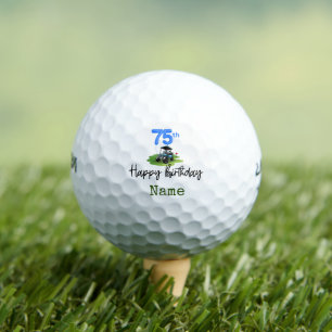 Golf 75th Birthday for golfer with golf cart Balls