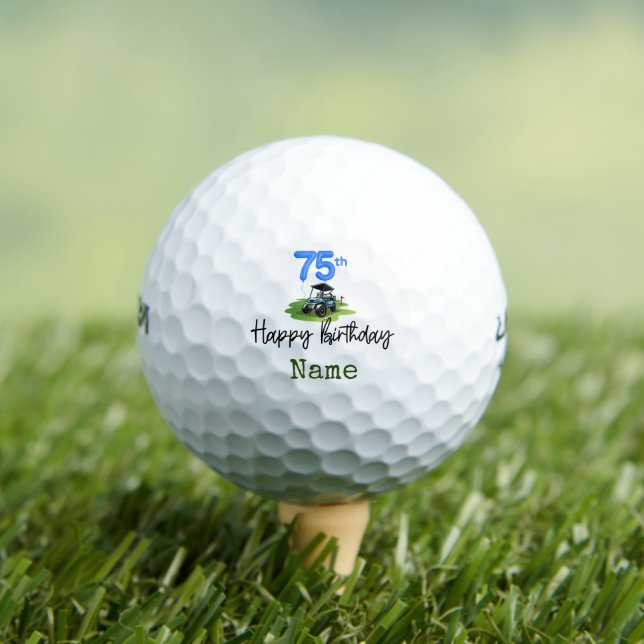 Golf 75th Birthday for golfer with golf cart Balls (Insitu Tee)