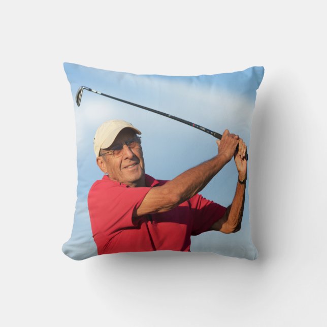 Golf 80th Birthday Anniversary with your own photo Cushion (Front)