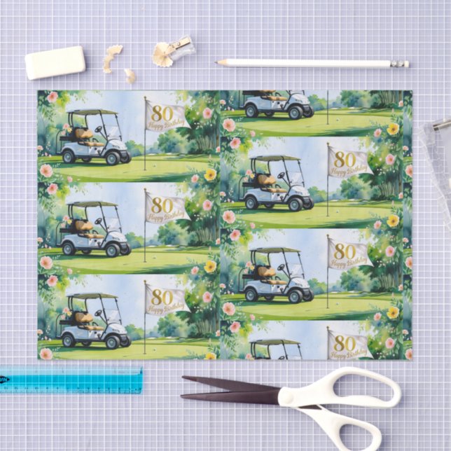 Golf 80th birthday at golf course for golfer tissue paper (Craft)