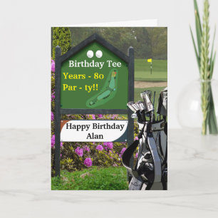 Golf 80th Birthday Card - Birthday Tee