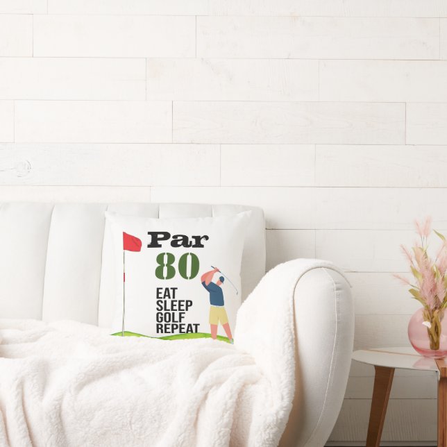 Golf 80th Birthday eat sleep golf repeat Cushion (Couch)