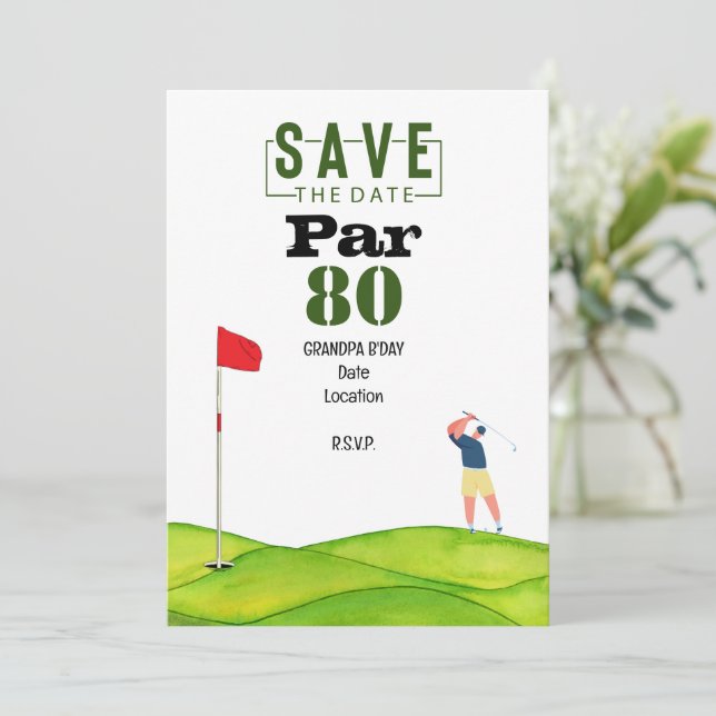 Golf 80th Birthday eat sleep golf repeat  Invitation (Standing Front)