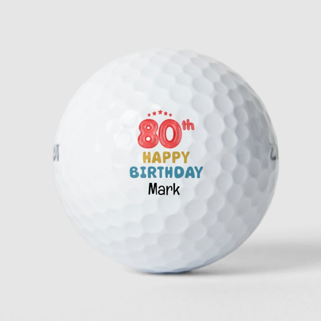 Golf 80th Birthday for Golfer  Balls (Front)