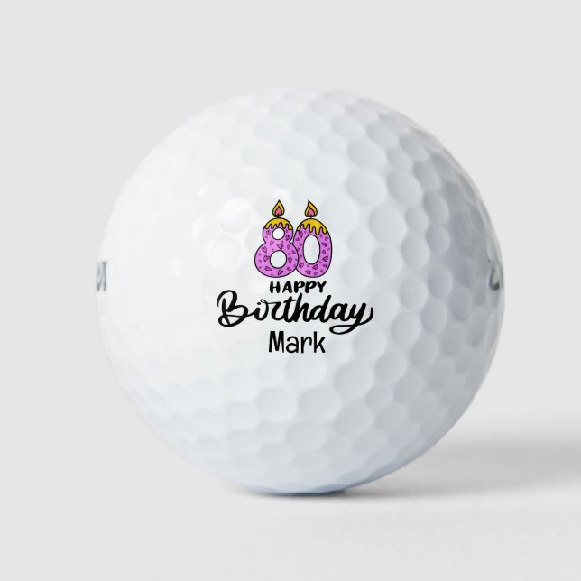Golf 80th Birthday for Golfer  Balls (Front)
