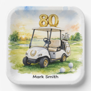 Golf 80th Birthday for Golfer Paper Plate