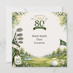 Golf 80th Birthday Invitation