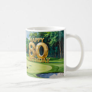 Golf 80th Birthday on golf course Coffee Mug